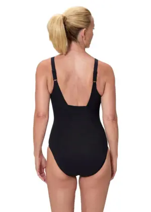 Speedo בגד ים מודפס עם גזרה מחטבת וקו Eclipse – שחור