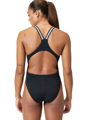 Speedo वी क्लास परफॉर्मेंस बैक स्विमसूट काला/ग्रे