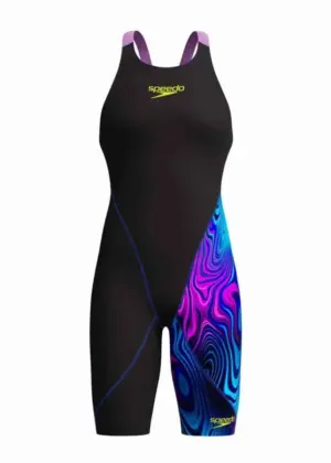 Speedo בנות Fastskin LZR Ignite עור קני – שחור/ורוד