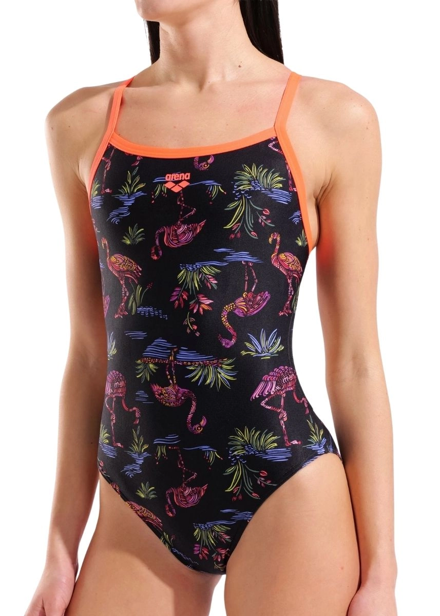 Arena Flamingo Challenge Back Swimsuit - Black / Multi / Bright Coral - Image 4