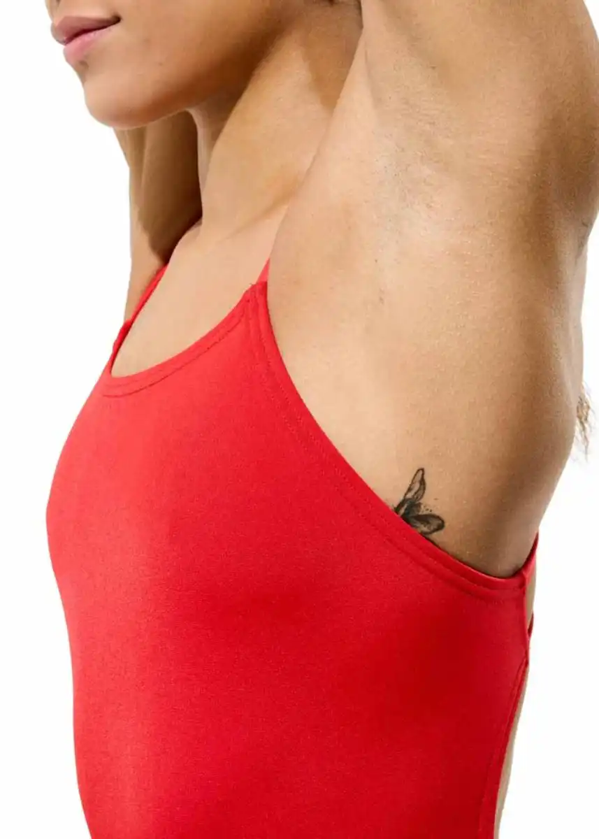 Speedo Women's Solid Endurance+ Max Strappy Back Swimsuit - Red - Image 4
