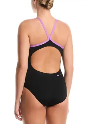 Nike Women’s Hydrastrong Logo Graphic Racerback Swimsuit – Jet Black