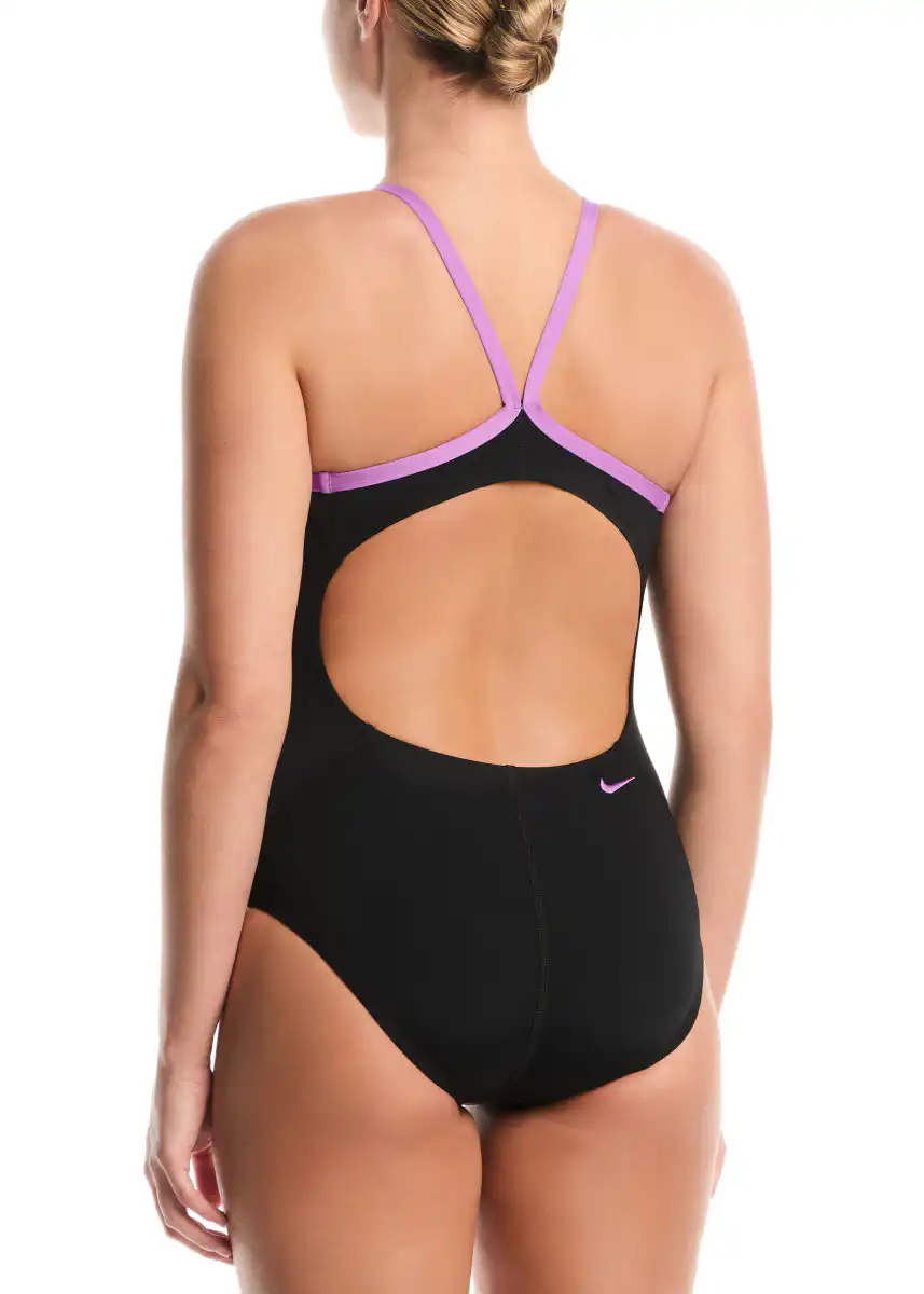 Nike Women's Hydrastrong Logo Graphic Racerback Swimsuit - Jet Black - Image 2
