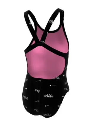Nike Girl’s Hydrastrong Multi Print Factback Swimsuit – Jet Black