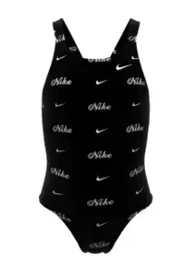 Nike Girl's Hydrastrong Multi Print Factback Swimsuit - Jet Black