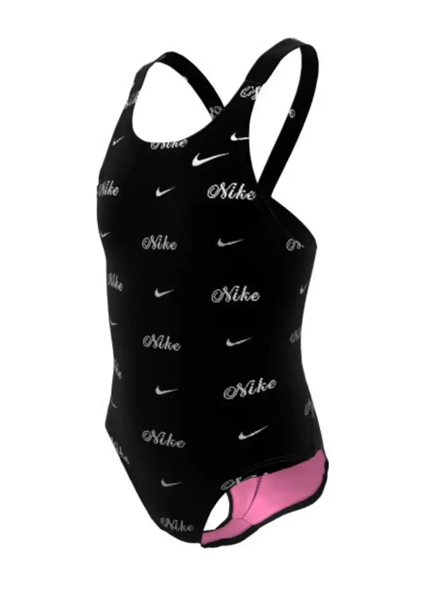 Nike Girl's Hydrastrong Multi Print Factback Swimsuit - Jet Black - Image 2