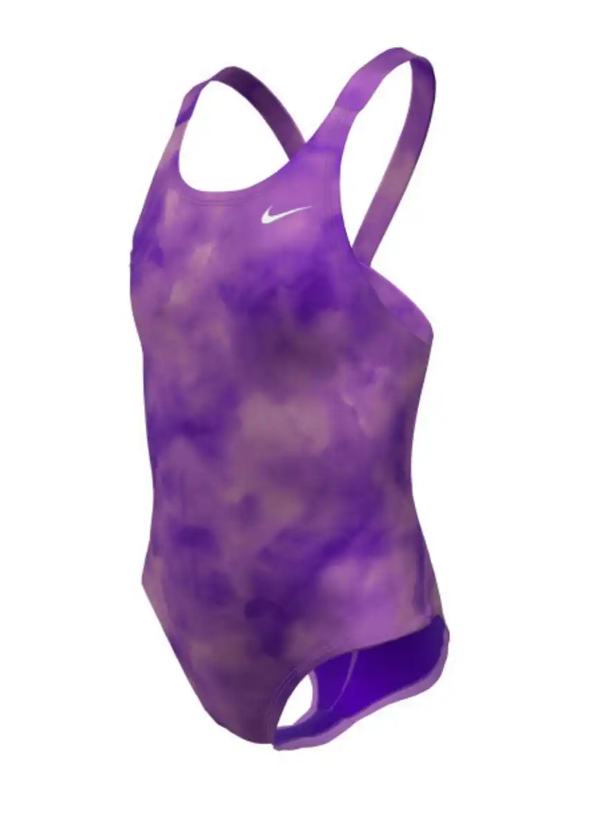 Nike Girl's Hydrastrong Multi Print Factback Swimsuit - Light Magenta - Image 2