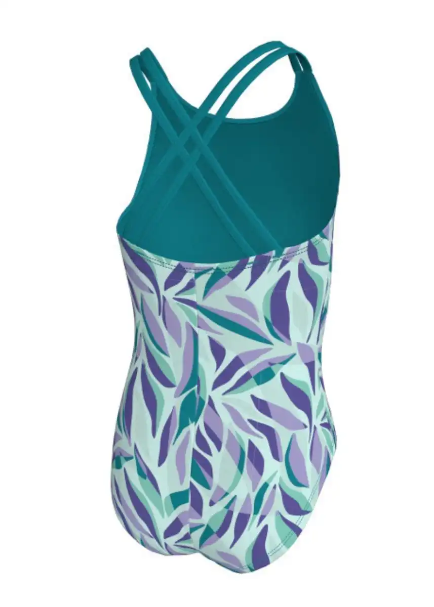 Nike Girl's Bay Leaves Spiderback Swimsuit - Energy