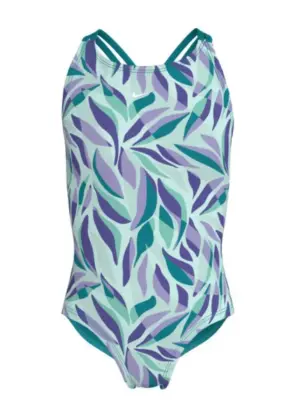 Nike Girl's Bay Leaves Spiderback Swimsuit - Energy