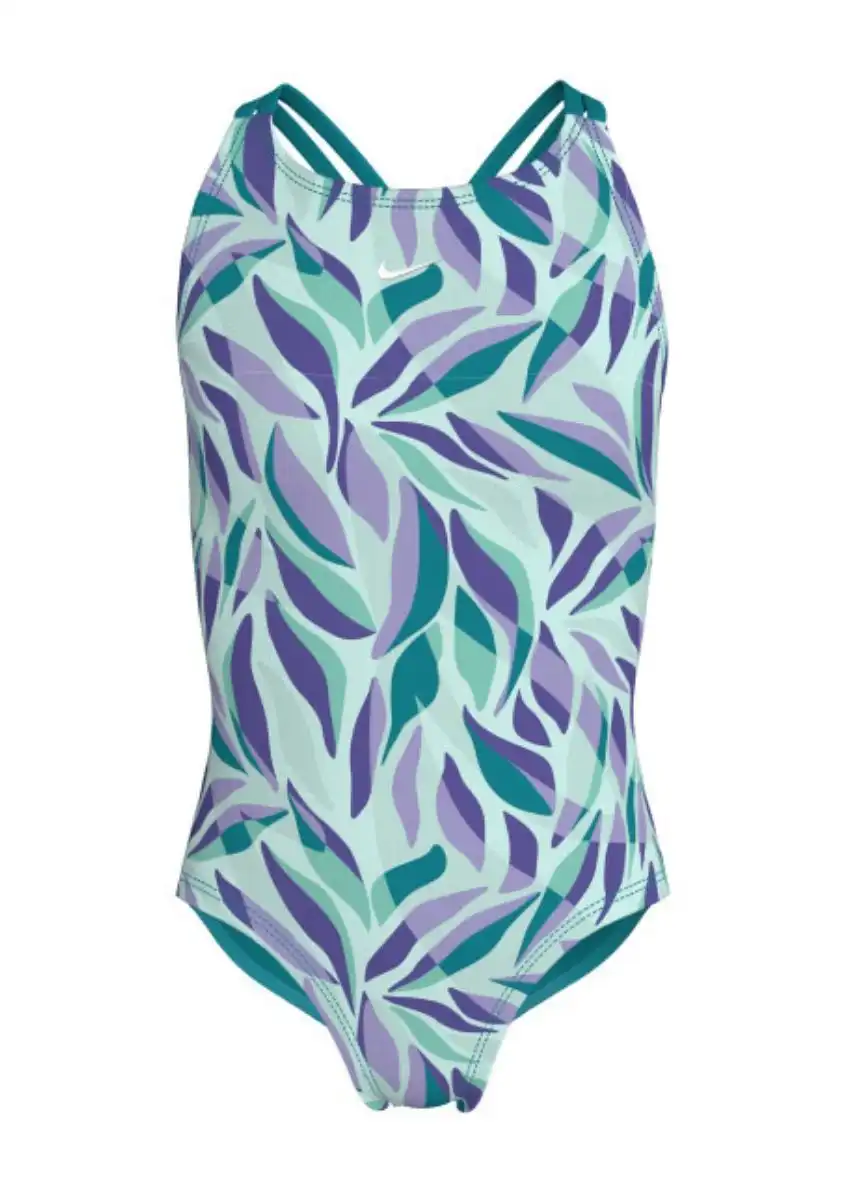 Nike Girl's Bay Leaves Spiderback Swimsuit - Energy