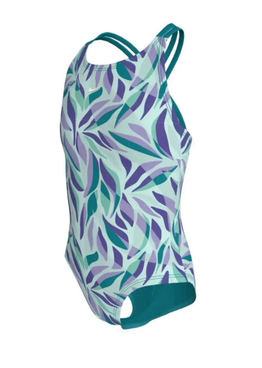 Nike Girl's Bay Leaves Spiderback Swimsuit - Energy - Image 3