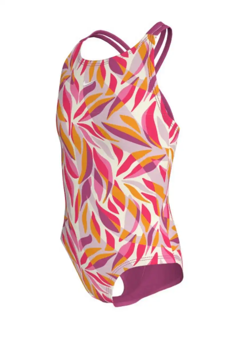 Nike Girl's Bay Leaves Spiderback Swimsuit - Desert Pink - Image 3