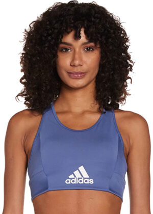 Adidas Women's Aeroready Designed 2 Move Logo Padded Sports Bra Top - Violet